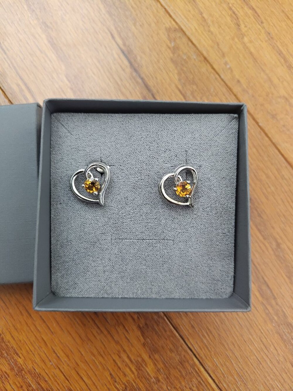 ANGARA - Citrine Heart Earrings